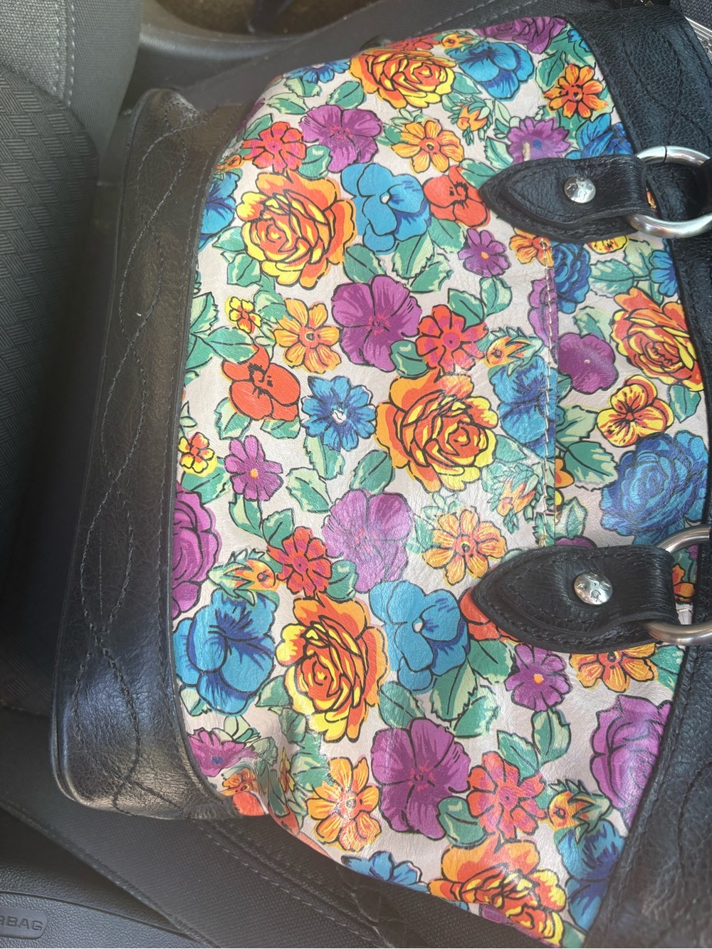 Patricia Nash Spanish Villa Floral Multicolor Tote Bag with Black Trim - Picture 3 of 8